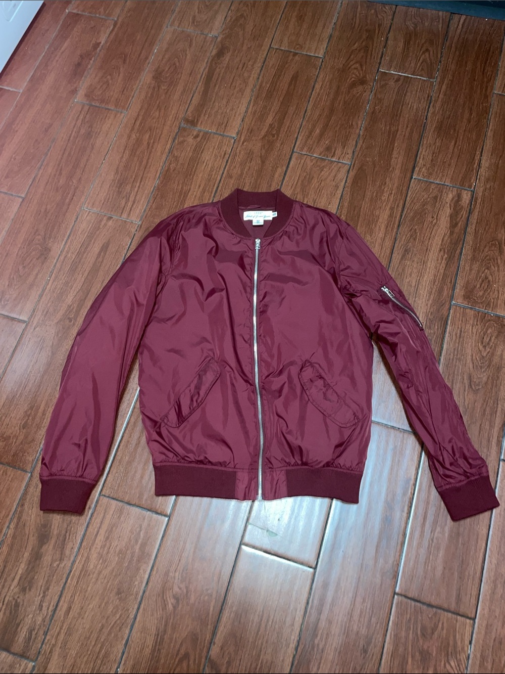 Men's H&M Burgundy Bomber Jacket - Classic Lightweight Zip medium